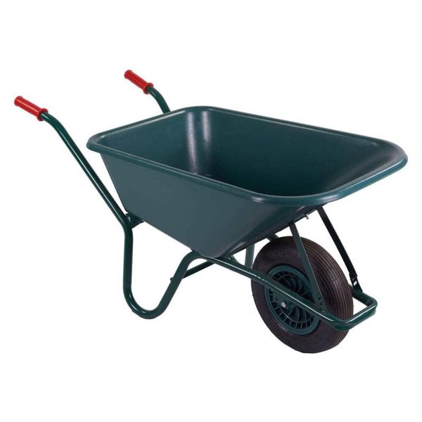 Carriola Brixo Agriflora con vasca in PVC antiacido bullonata al telaio e ha una capacità di 100 lt