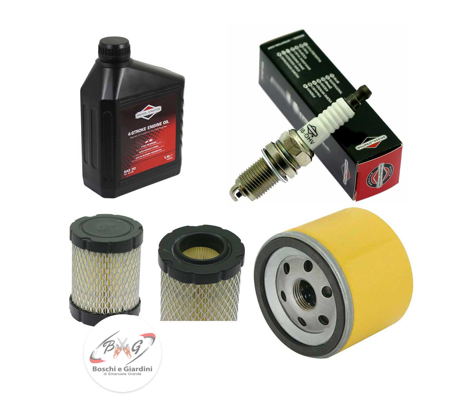 Kit-tagliando-manutenzione-trattorino-motore-Briggs&Stratton-15HP-monocilindrico Kit tagliando manutenzione trattorino motore Briggs&Stratton 15HP monocilindrico - immagine 1