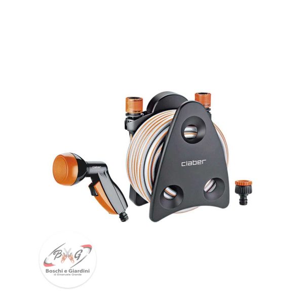 Mini-set Claber dotato di 10 mt di tubo, raccordi e pistola con getto a doccia