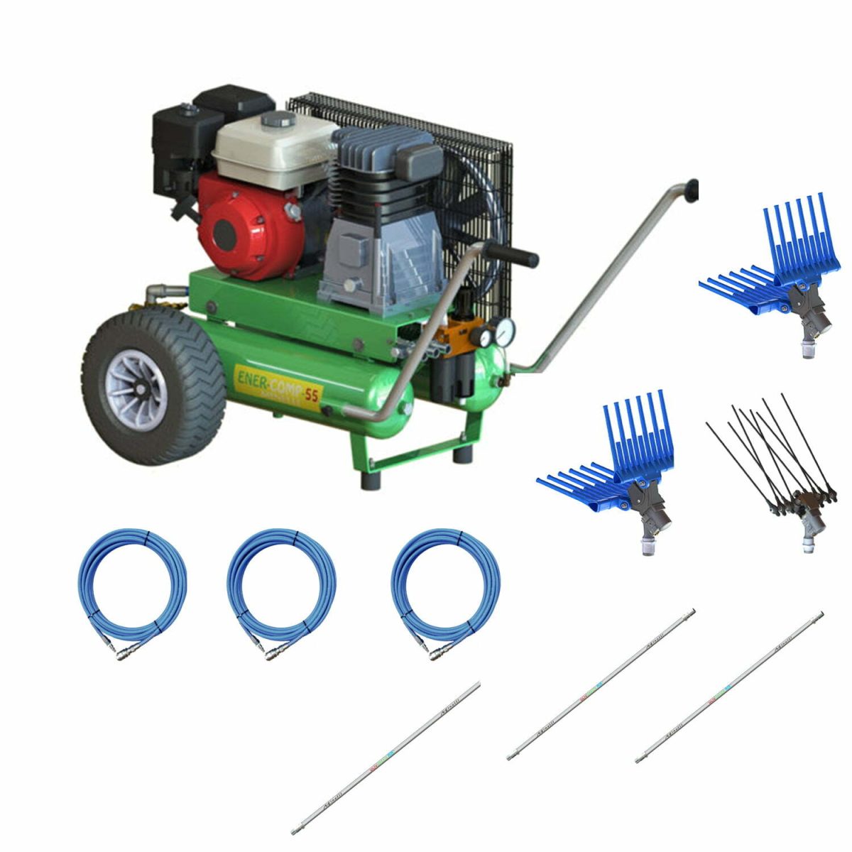Motocompressore Minelli con motore Honda GX200 3 aste-3 pettini e 3 tubi - immagine 2