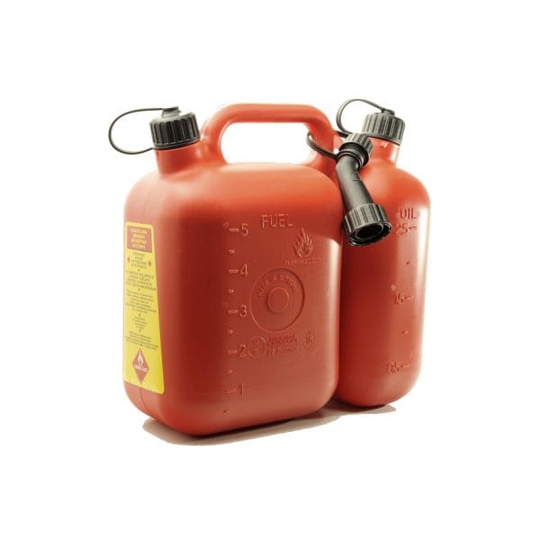 Tanica multiuso rossa 5Lt+2.5 Lt completa di tappi e prolunga in nylon