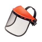 Maschera protettiva in rete per decespugliatore regolabile con cupolino
